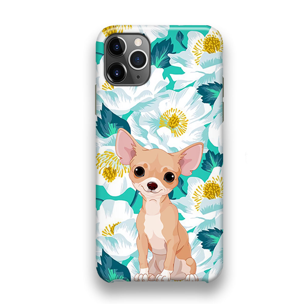 Dog Chihuahua and Flower Blue iPhone 11 Pro Case - Octracase