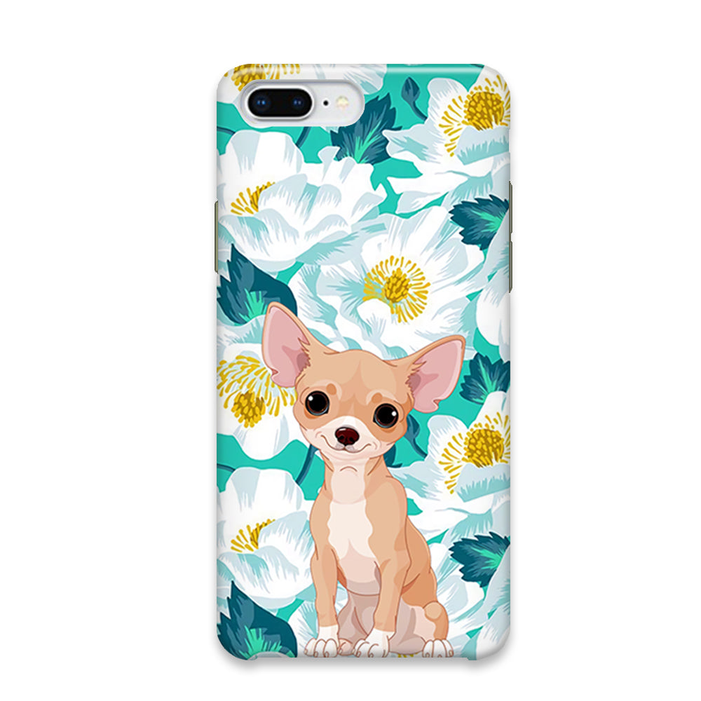 Dog Chihuahua and Flower Blue iPhone 8 Plus Case - Octracase