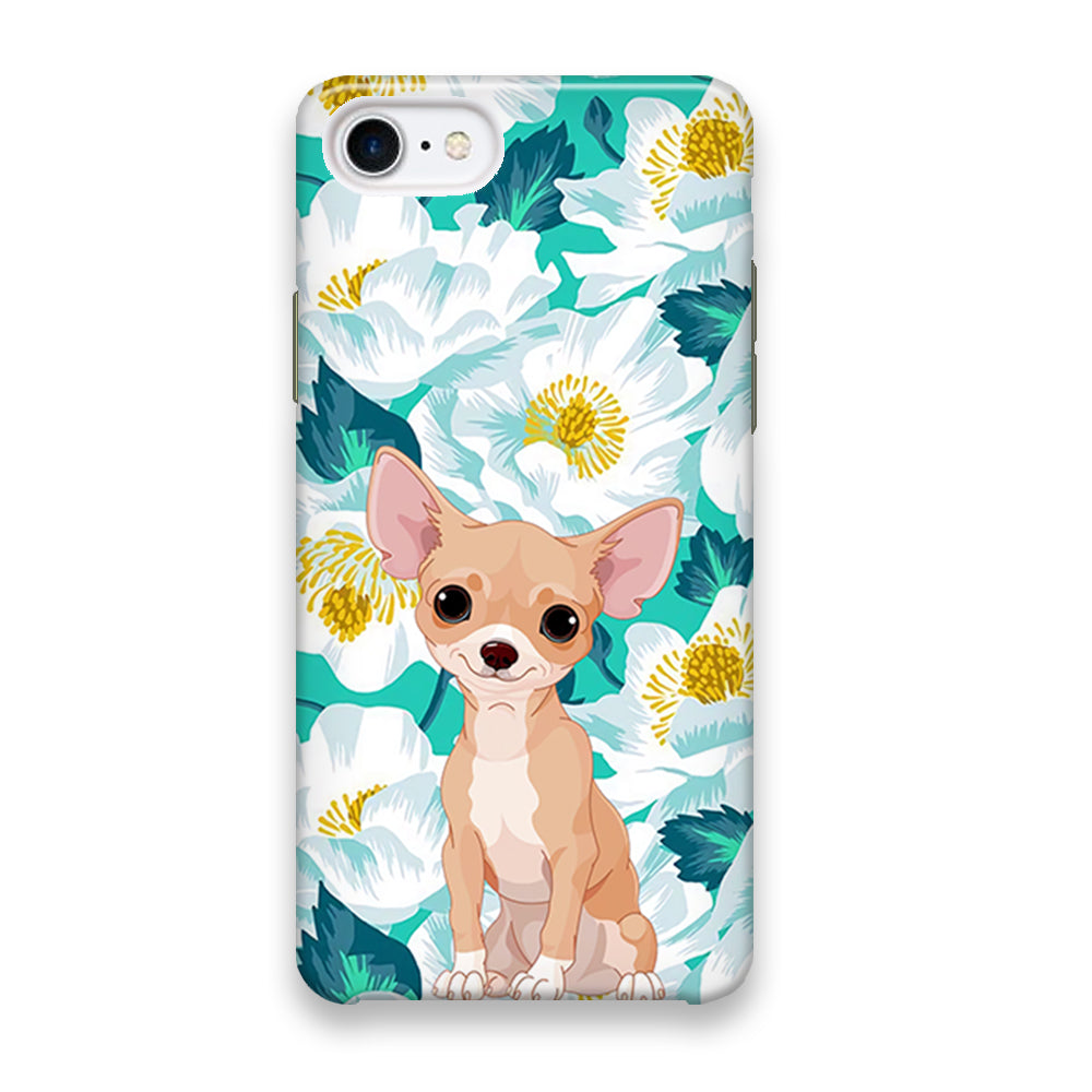 Dog Chihuahua and Flower Blue iPhone 8 Case - Octracase