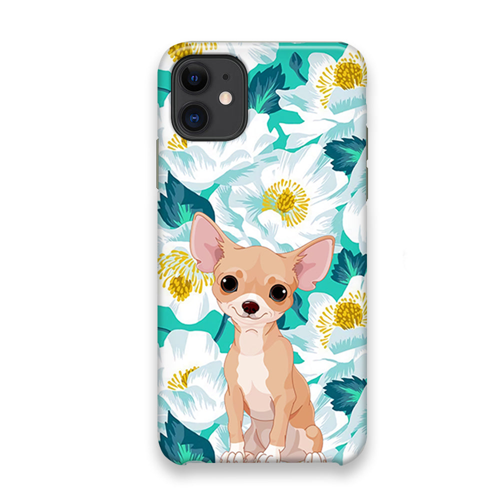 Dog Chihuahua and Flower Blue iPhone 11 Case - Octracase