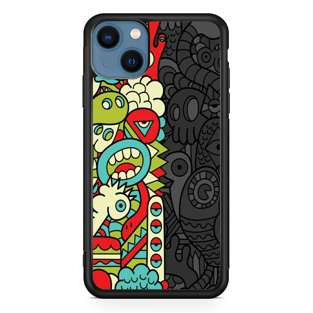 Doodle Light and Dark iPhone 13 Case