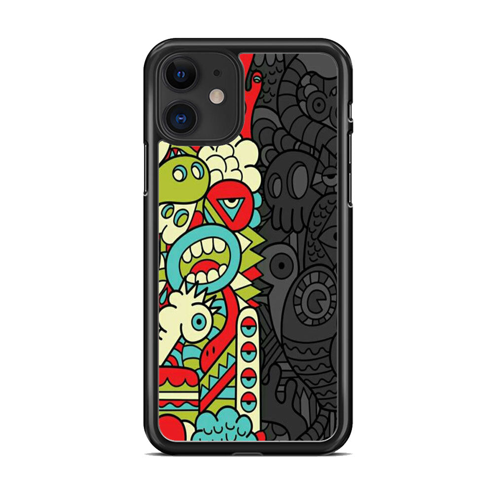 Doodle Light and Dark iPhone 11 Case