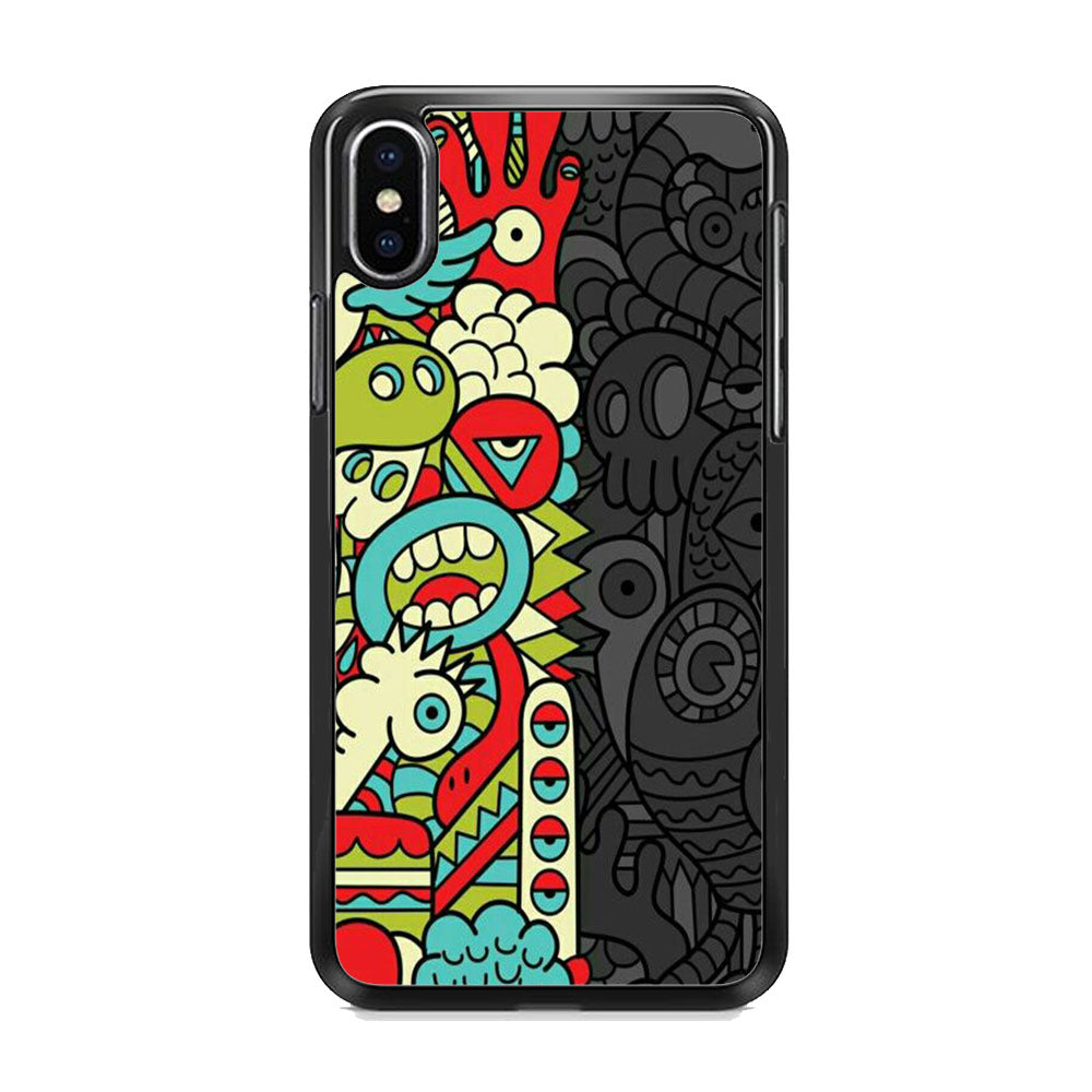 Doodle Light and Dark iPhone X Case