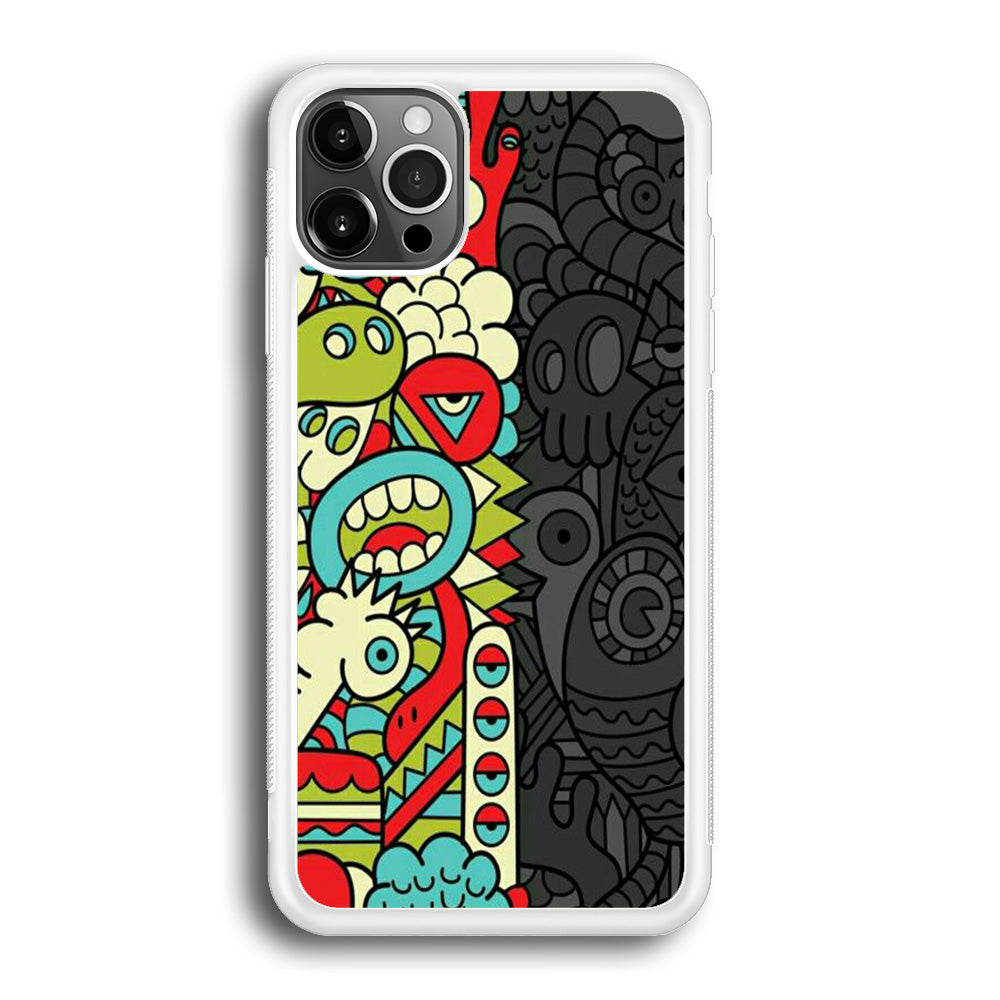 Doodle Light and Dark iPhone 13 Pro Case - Octracase