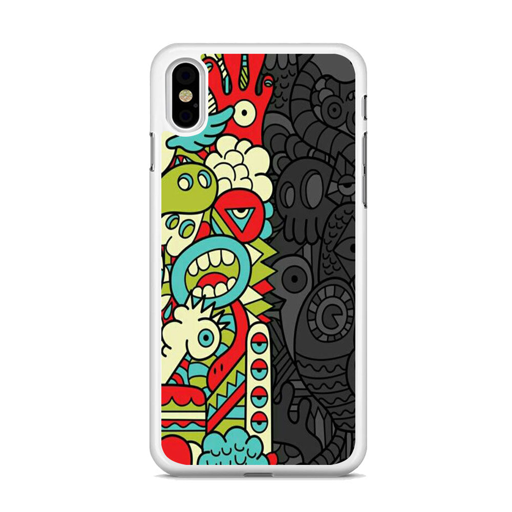 Doodle Light and Dark iPhone X Case