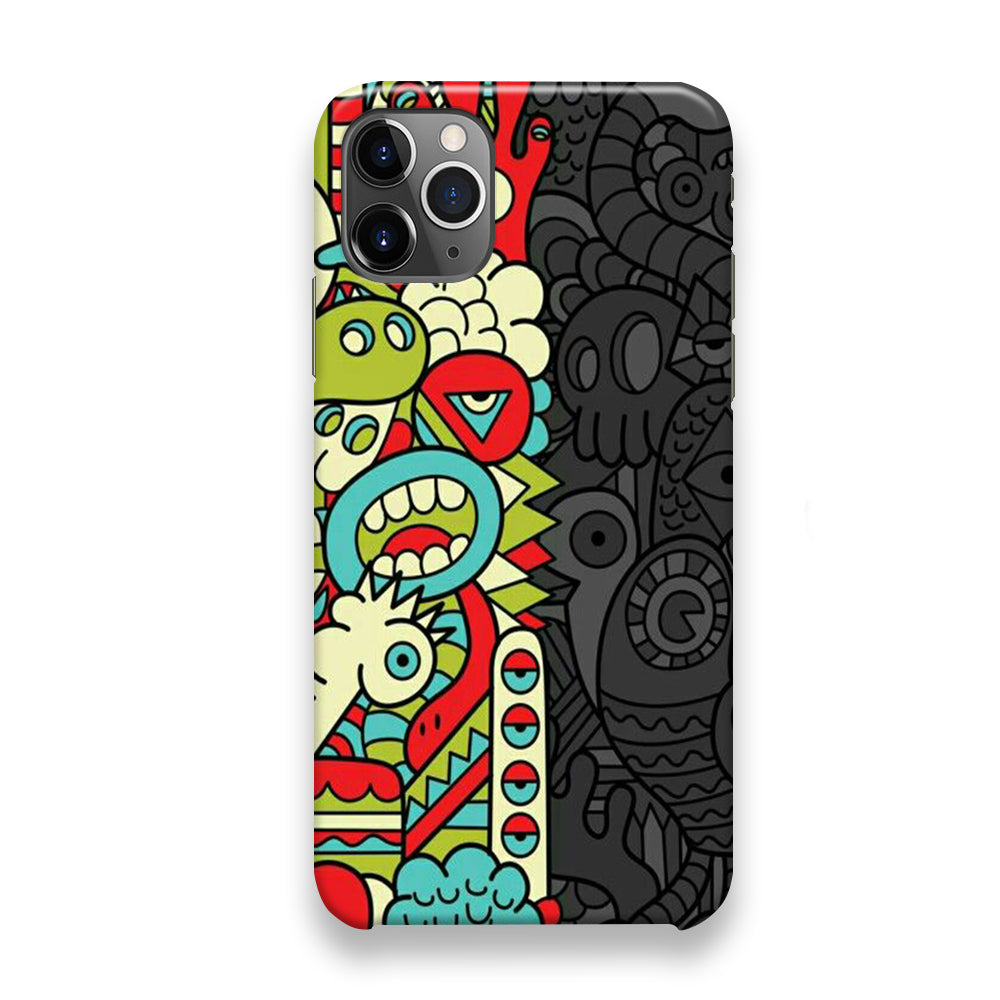 Doodle Light and Dark iPhone 13 Pro Case - Octracase