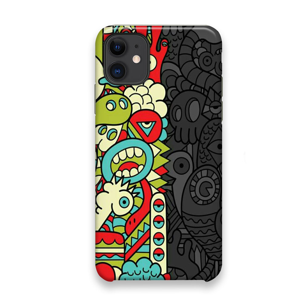 Doodle Light and Dark iPhone 11 Case