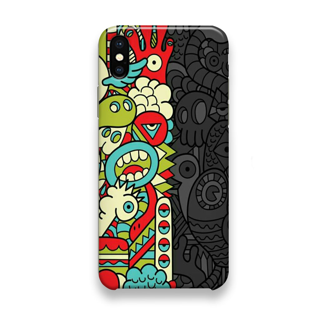 Doodle Light and Dark iPhone X Case