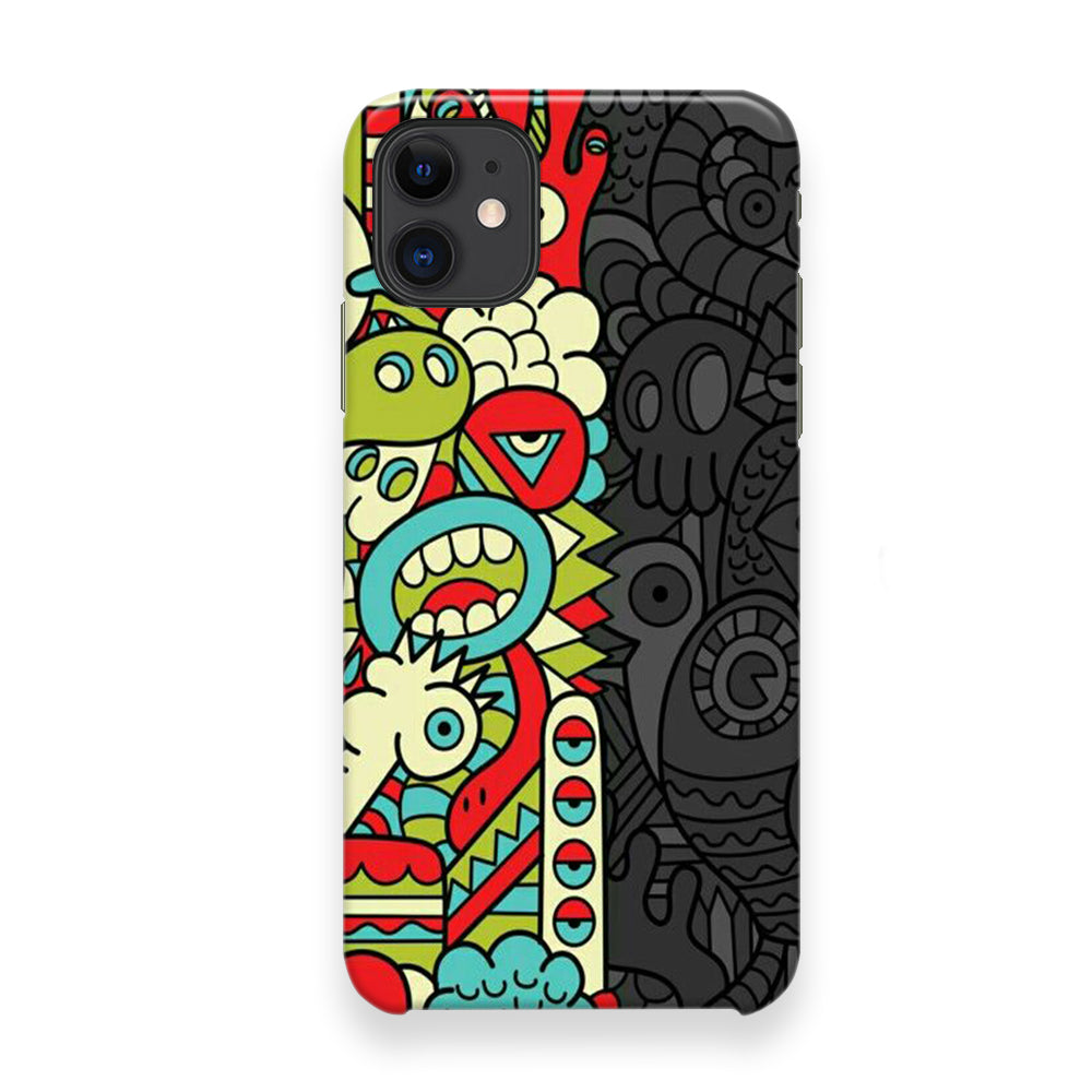 Doodle Light and Dark iPhone 12 Case