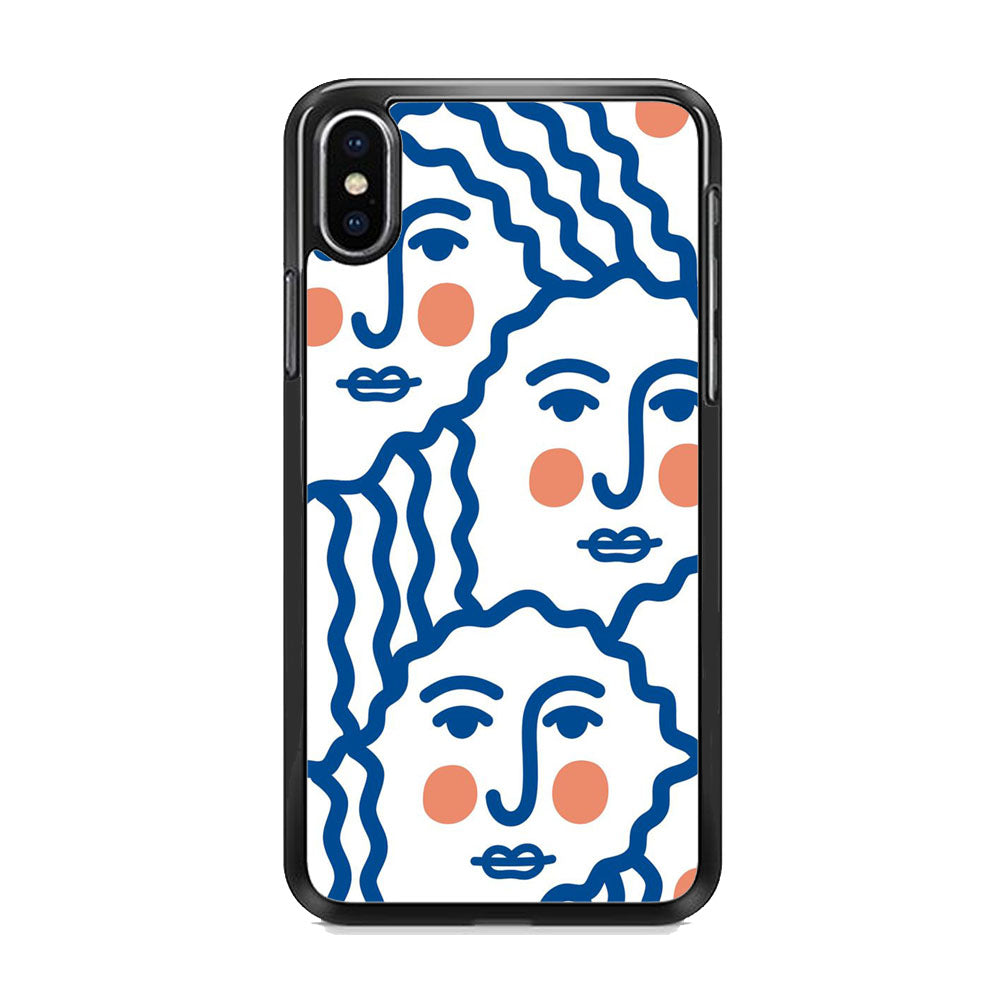 Drawing Face Art Blue iPhone X Case - Octracase