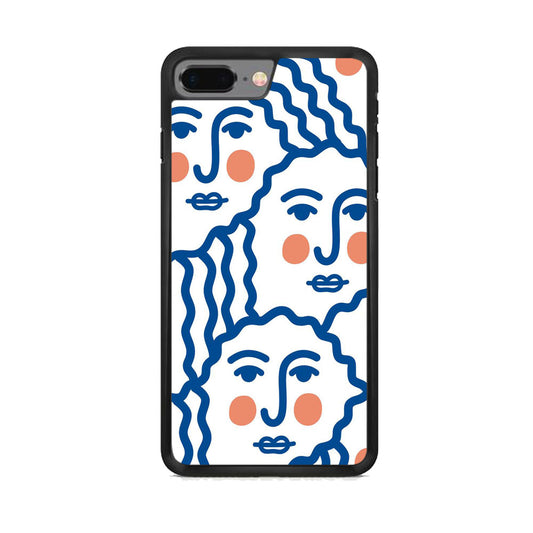 Drawing Face Art Blue iPhone 8 Plus Case - Octracase