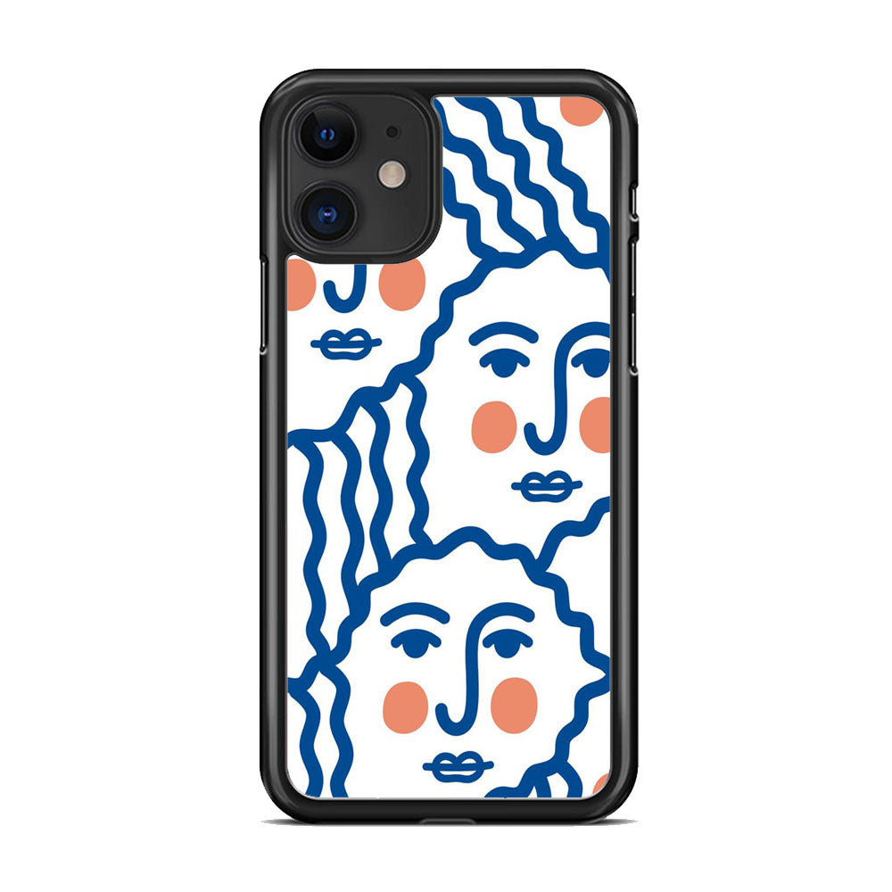 Drawing Face Art Blue iPhone 11 Case - Octracase