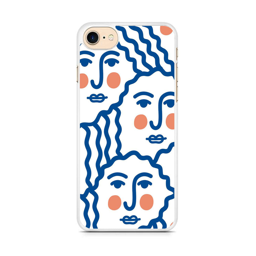 Drawing Face Art Blue iPhone 8 Case - Octracase