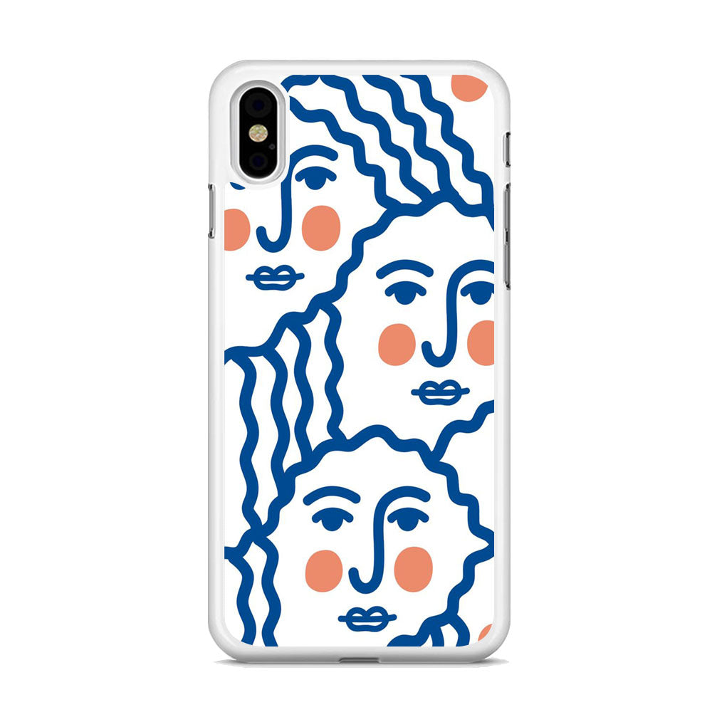 Drawing Face Art Blue iPhone Xs Case - Octracase