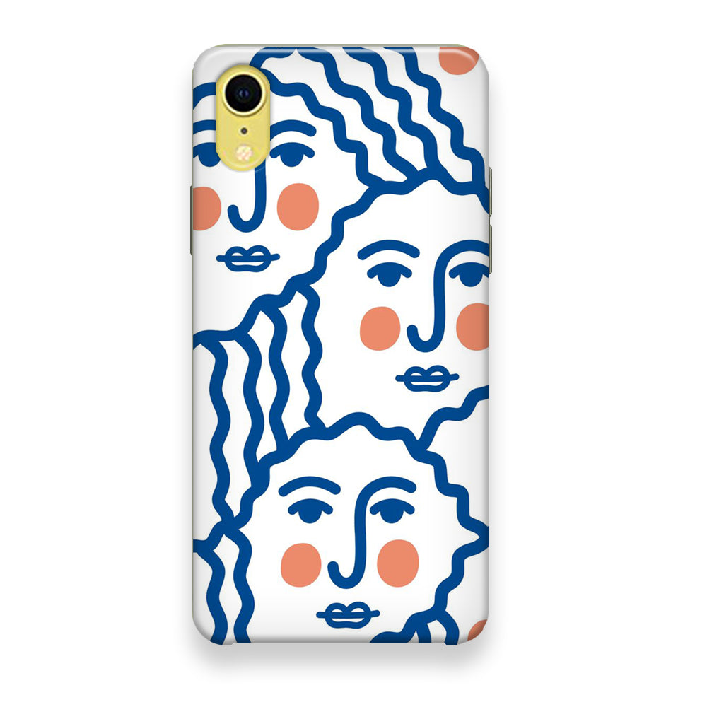 Drawing Face Art Blue iPhone XR Case - Octracase