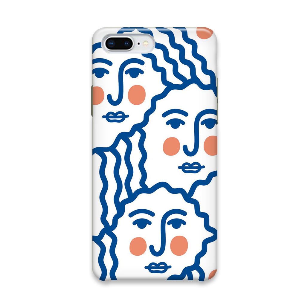 Drawing Face Art Blue iPhone 7 Plus Case - Octracase