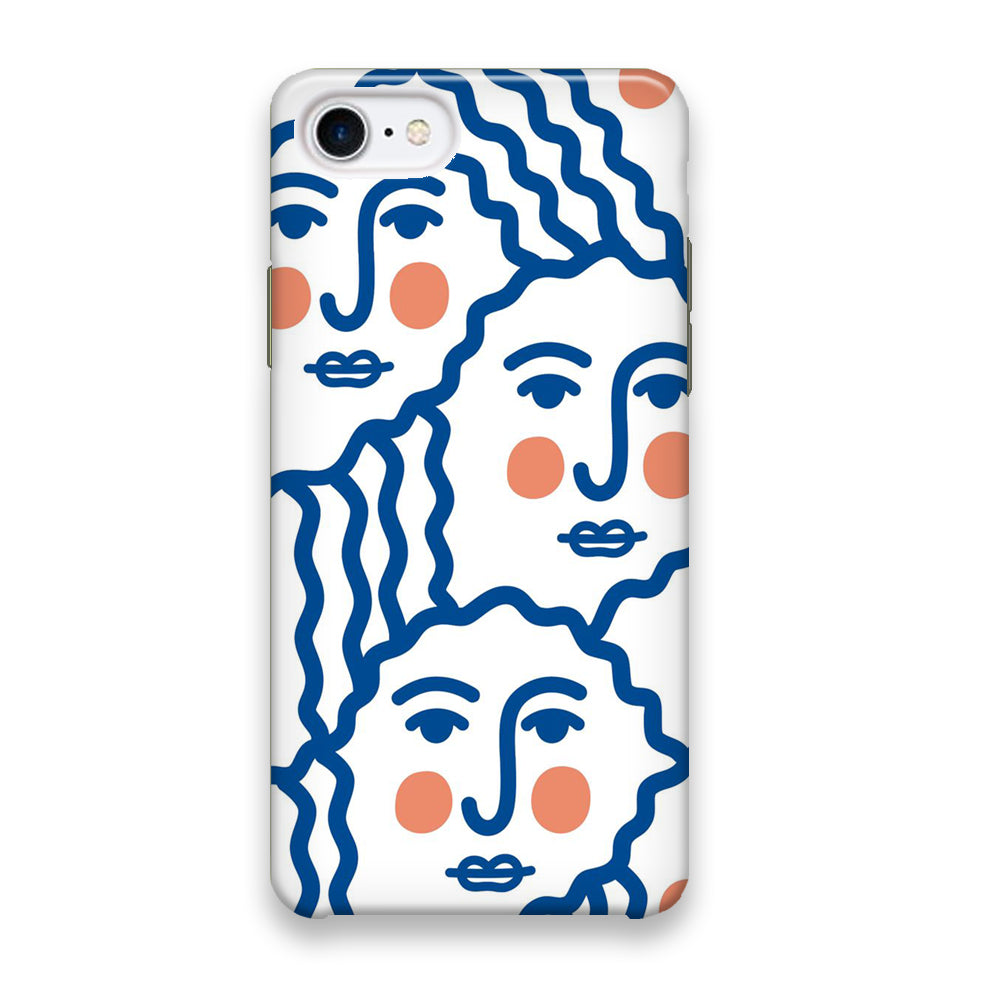 Drawing Face Art Blue iPhone 8 Case - Octracase