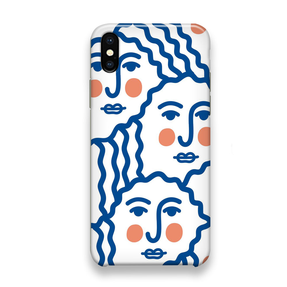 Drawing Face Art Blue iPhone Xs Case - Octracase