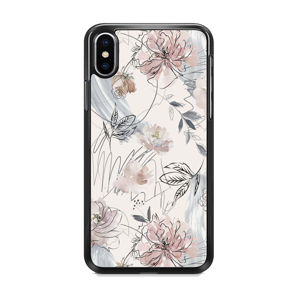 Floral Abstrack Drawing iPhone X Case