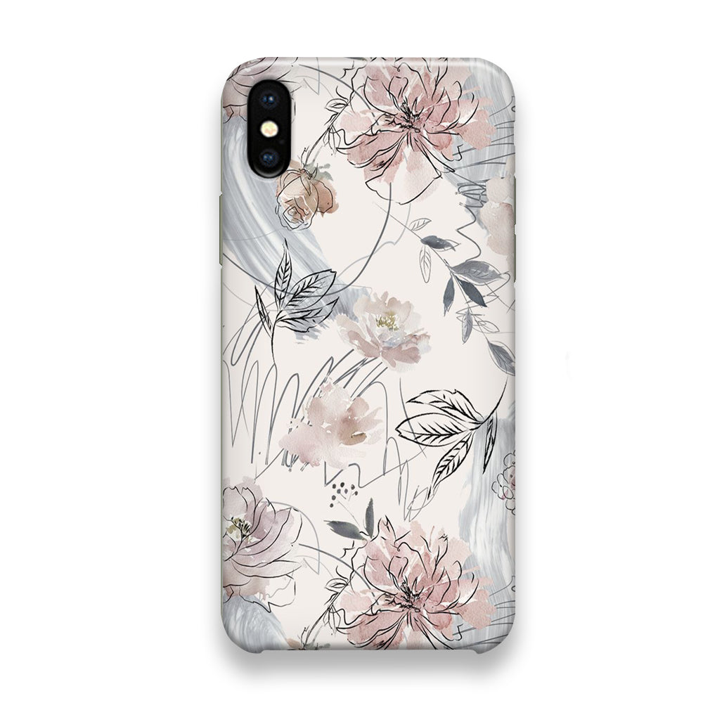 Floral Abstrack Drawing iPhone X Case