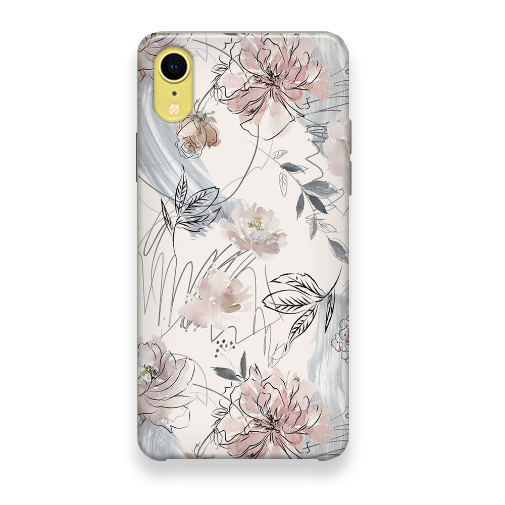 Floral Abstrack Drawing iPhone XR Case