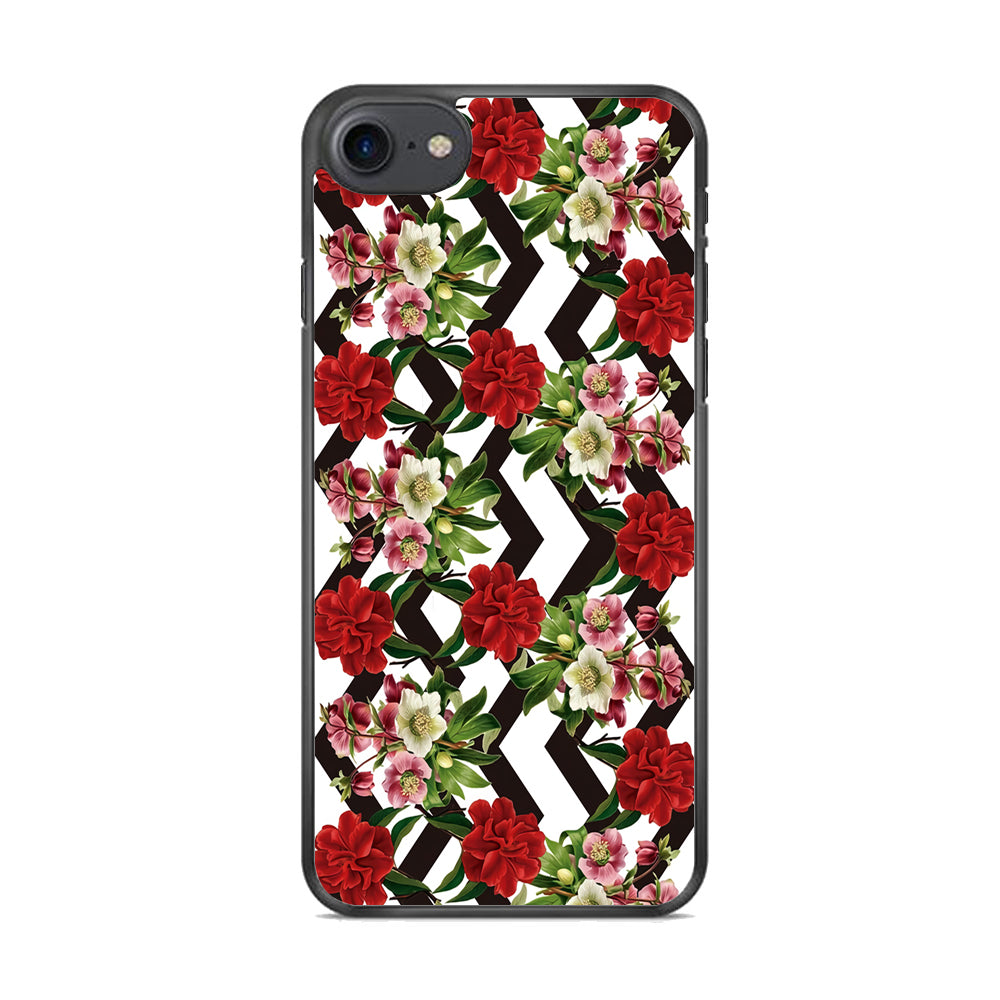 Flowers Zigzag Stripe iPhone 8 Case - Octracase