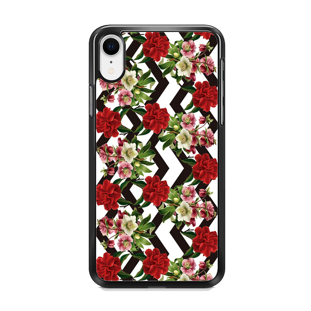 Flowers Zigzag Stripe iPhone XR Case - Octracase