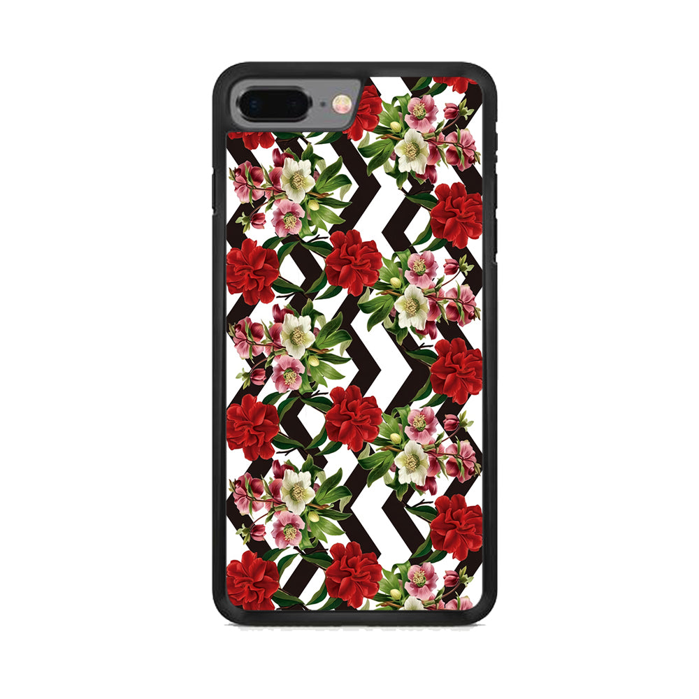 Flowers Zigzag Stripe iPhone 8 Plus Case - Octracase