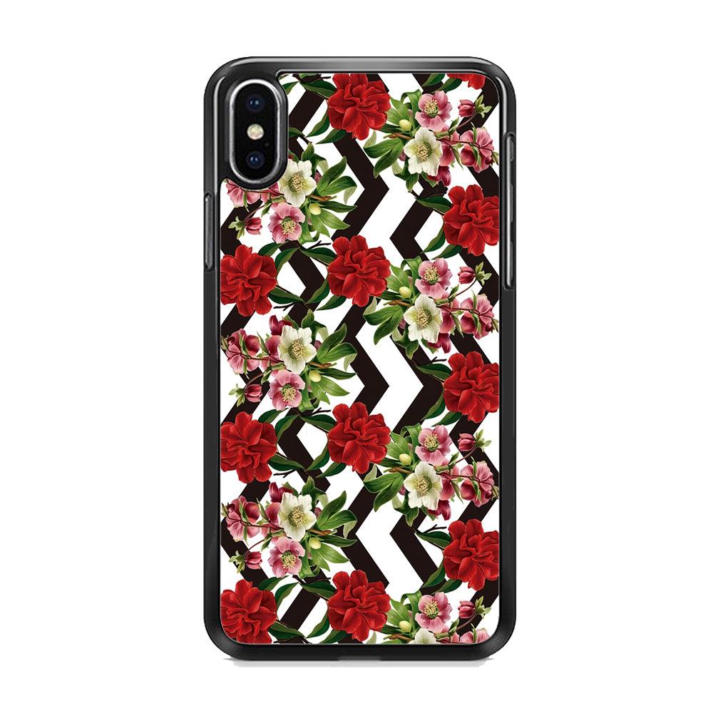 Flowers Zigzag Stripe iPhone X Case - Octracase