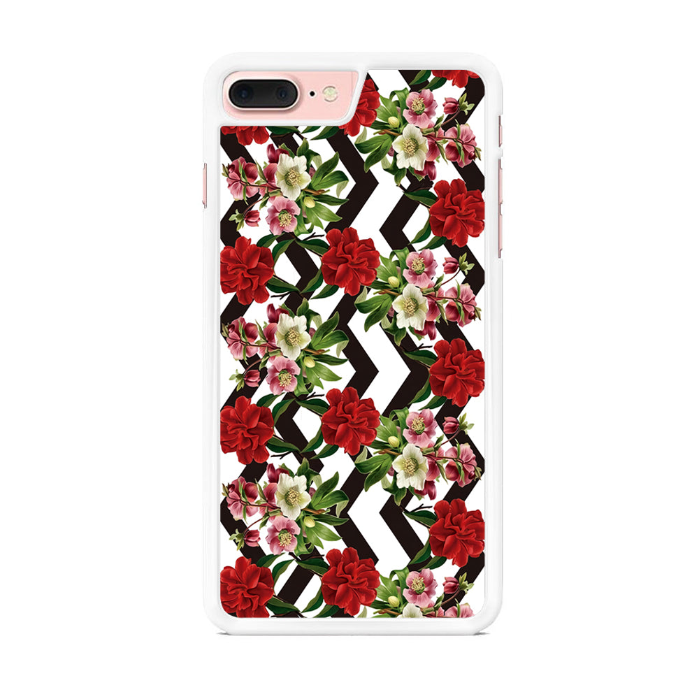 Flowers Zigzag Stripe iPhone 7 Plus Case - Octracase