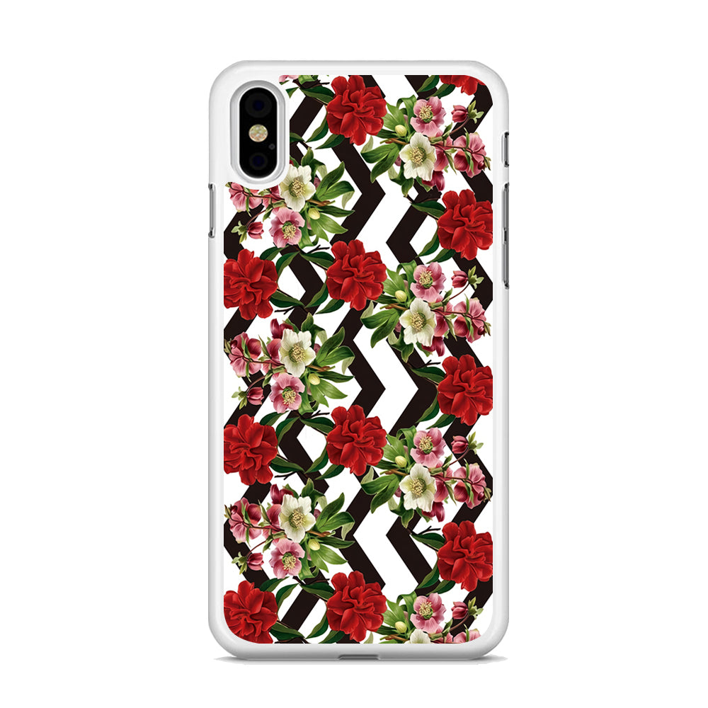 Flowers Zigzag Stripe iPhone Xs Max Case - Octracase