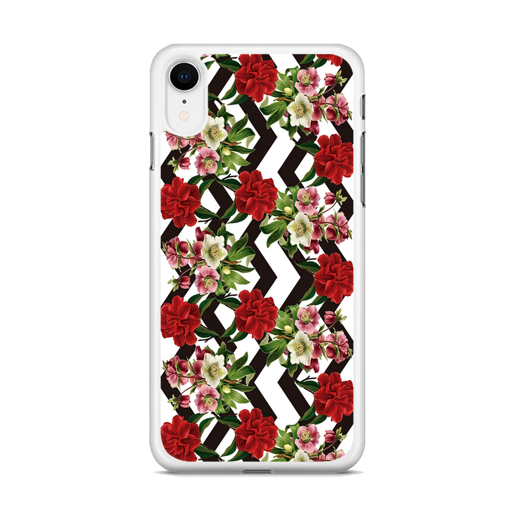 Flowers Zigzag Stripe iPhone XR Case - Octracase