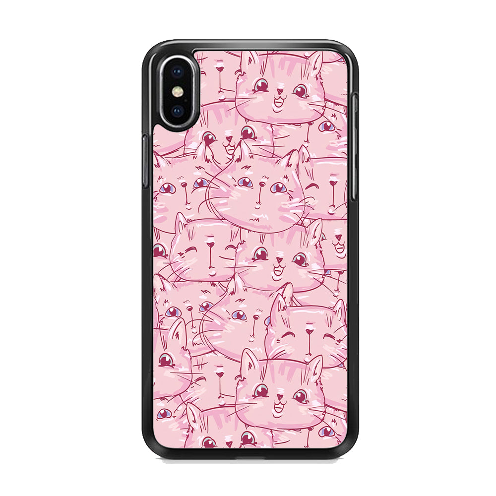 Girly Cute Face Cat iPhone Xs Case - Octracase