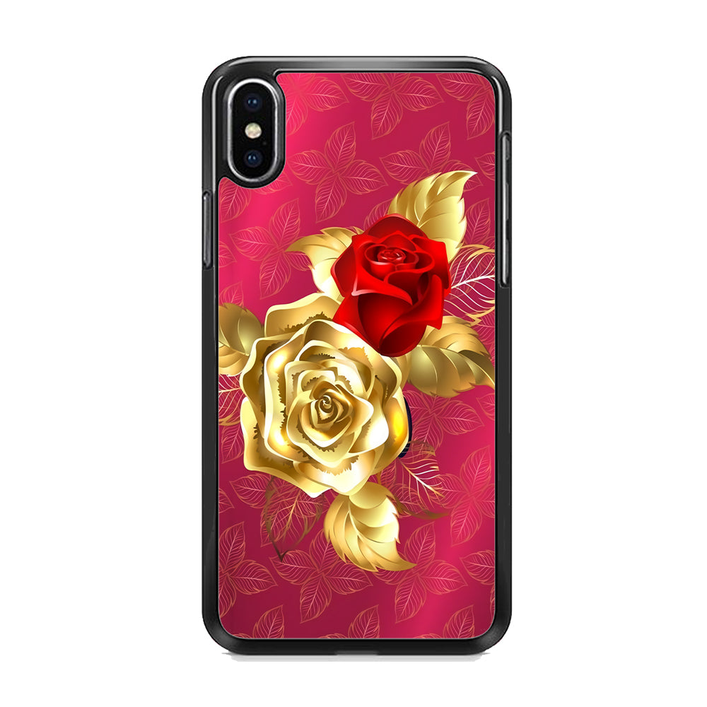 Girly Golden and Red Roses iPhone Xs Max Case - Octracase