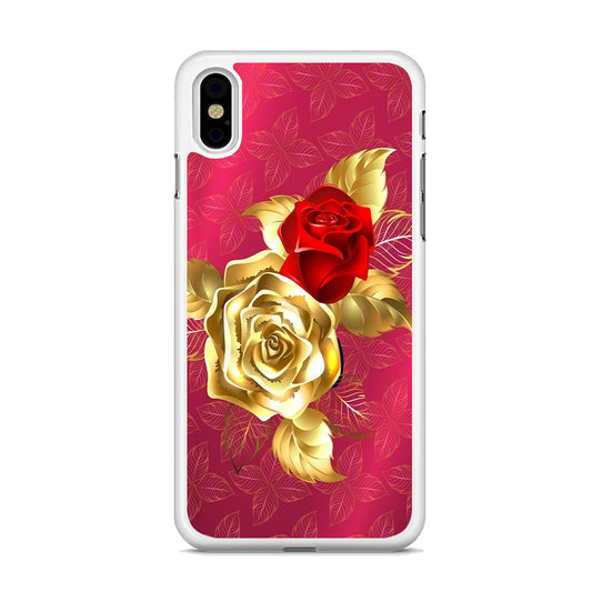 Girly Golden and Red Roses iPhone Xs Case - Octracase