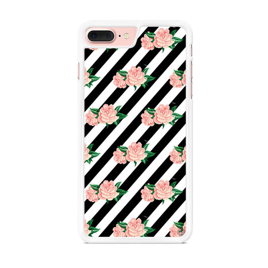 Girly Pink Rose Black Stripe iPhone 7 Plus Case - Octracase