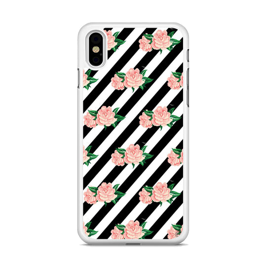 Girly Pink Rose Black Stripe iPhone Xs Max Case - Octracase