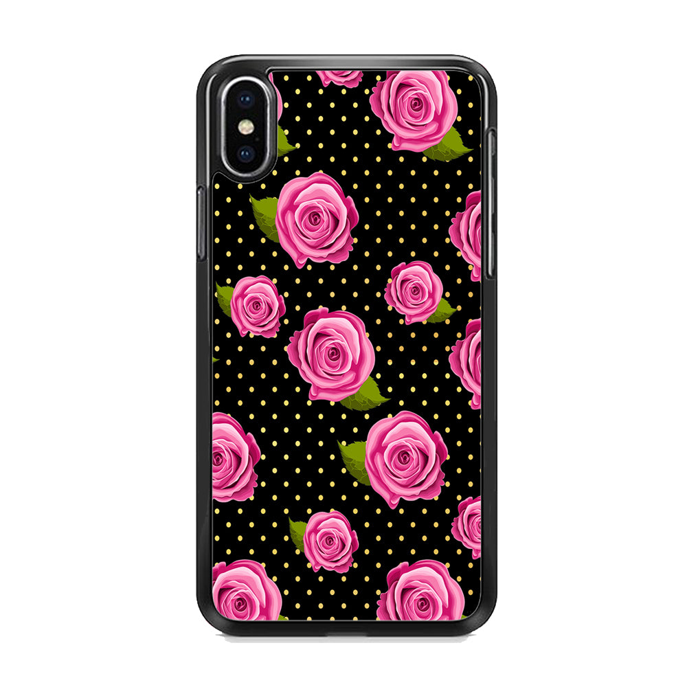 Girly Pink Rose Polka iPhone X Case - Octracase