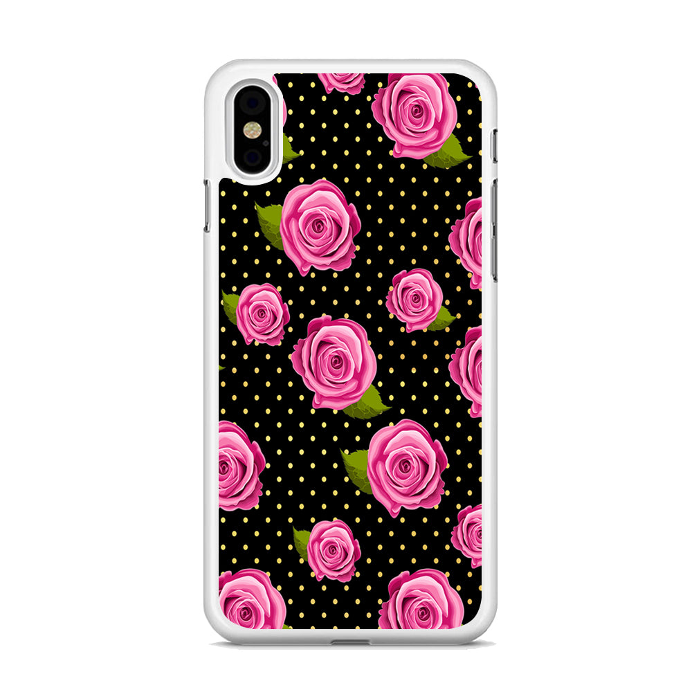 Girly Pink Rose Polka iPhone X Case - Octracase