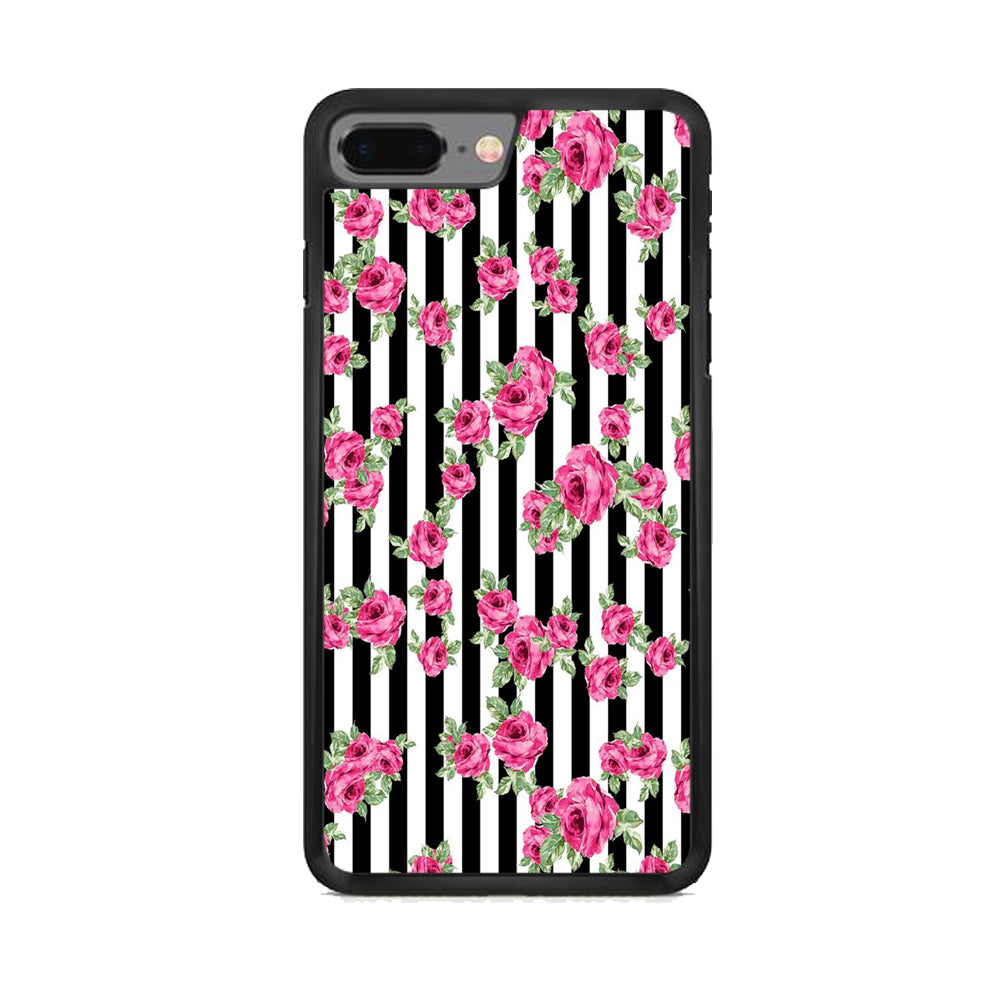 Girly Pink Rose Strip iPhone 7 Plus Case - Octracase