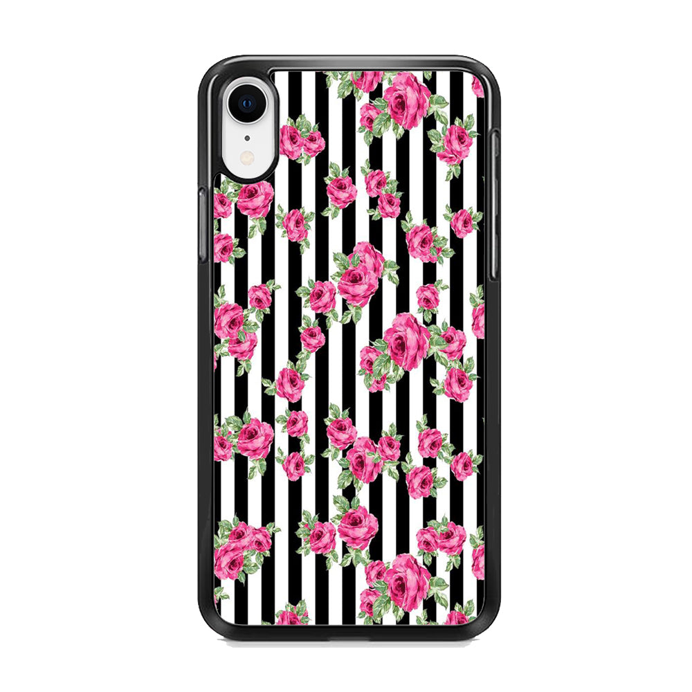 Girly Pink Rose Strip iPhone XR Case - Octracase