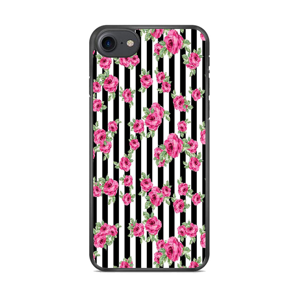 Girly Pink Rose Strip iPhone 8 Case - Octracase