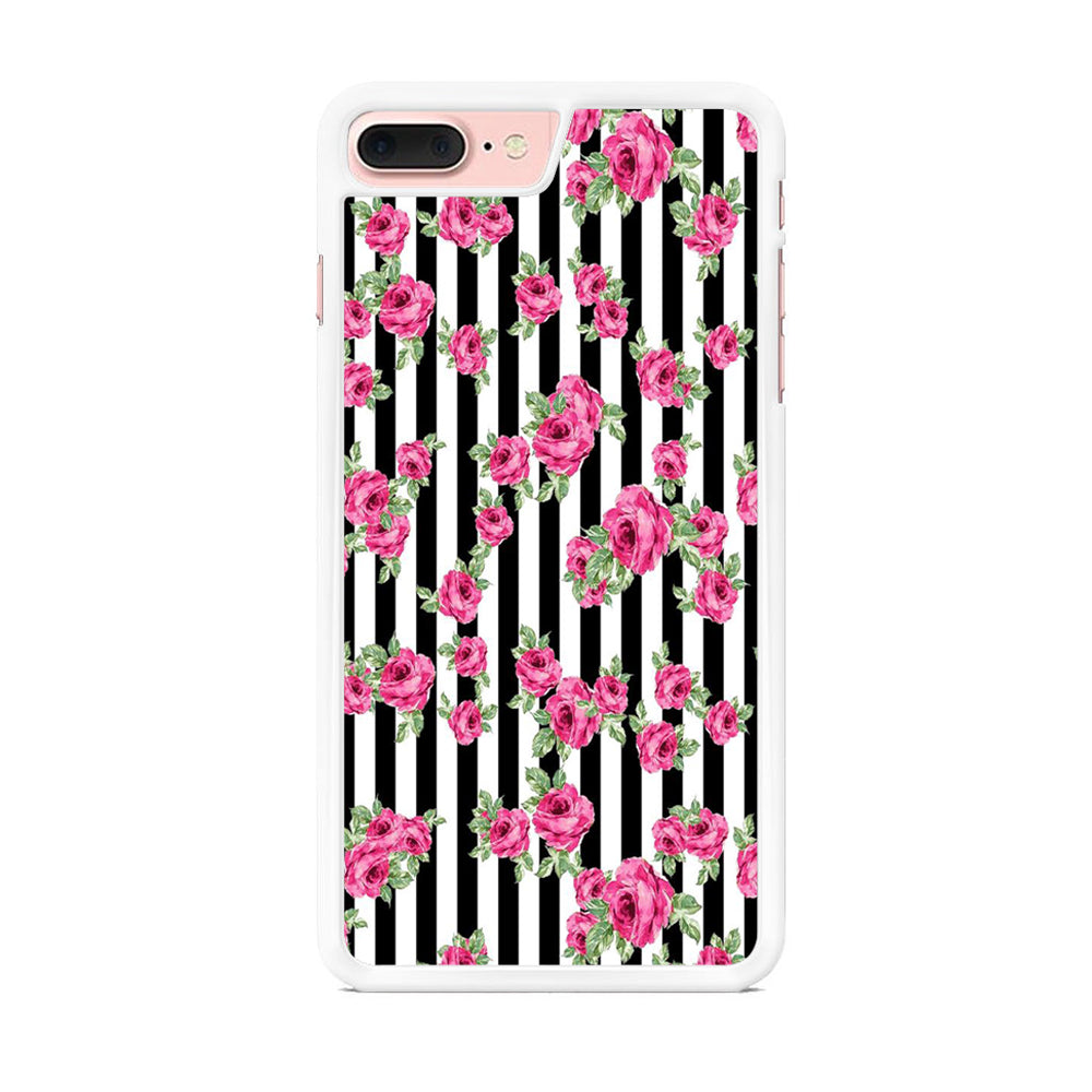 Girly Pink Rose Strip iPhone 7 Plus Case - Octracase