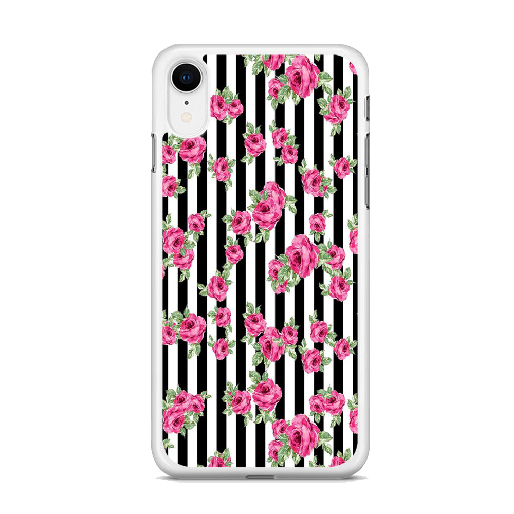 Girly Pink Rose Strip iPhone XR Case - Octracase