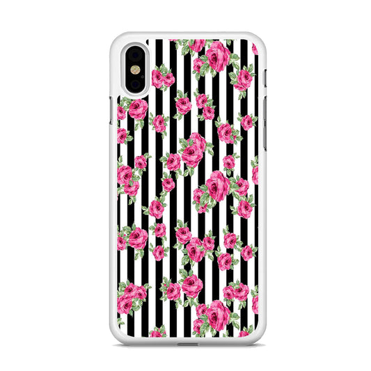 Girly Pink Rose Strip iPhone Xs Max Case - Octracase