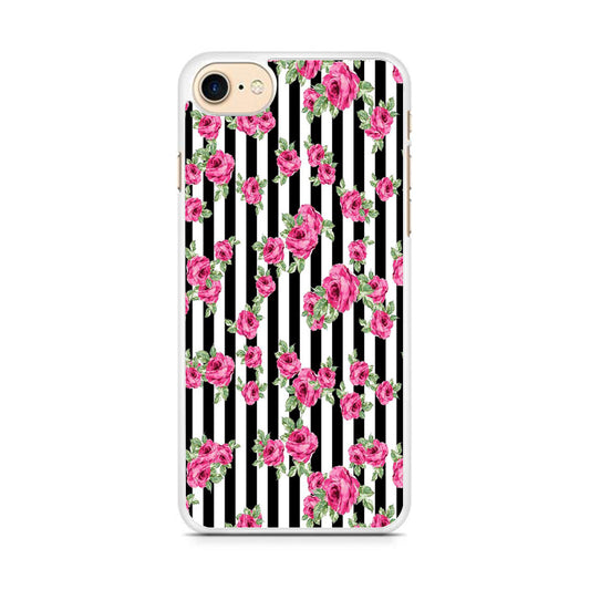 Girly Pink Rose Strip iPhone 8 Case - Octracase