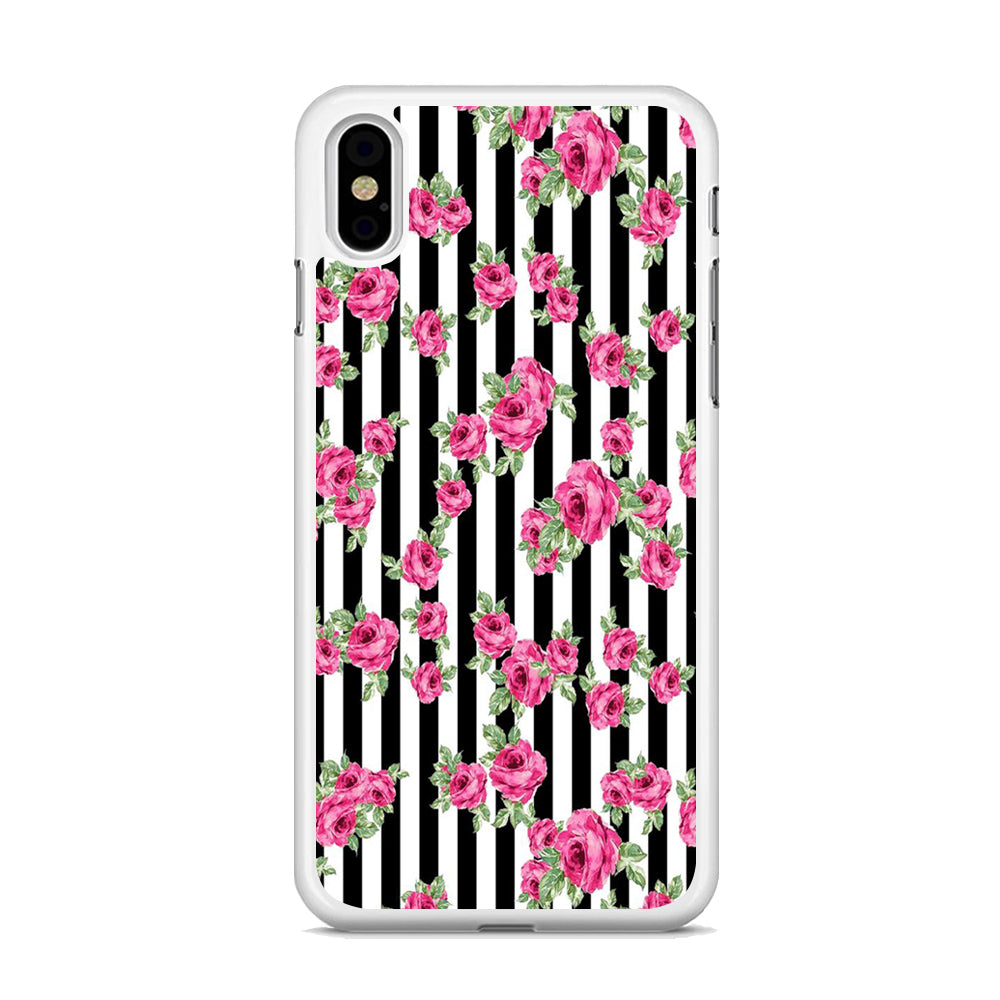 Girly Pink Rose Strip  iPhone Xs Case - Octracase