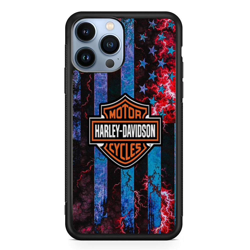 Harley Davidson Blue Flag Storm iPhone 13 Pro Max Case