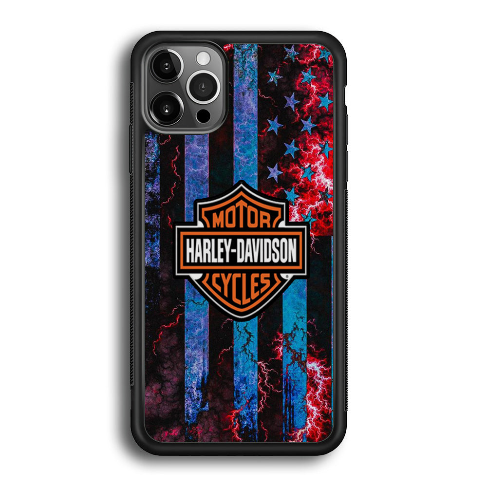 Harley Davidson Blue Flag Storm iPhone 12 Pro Case