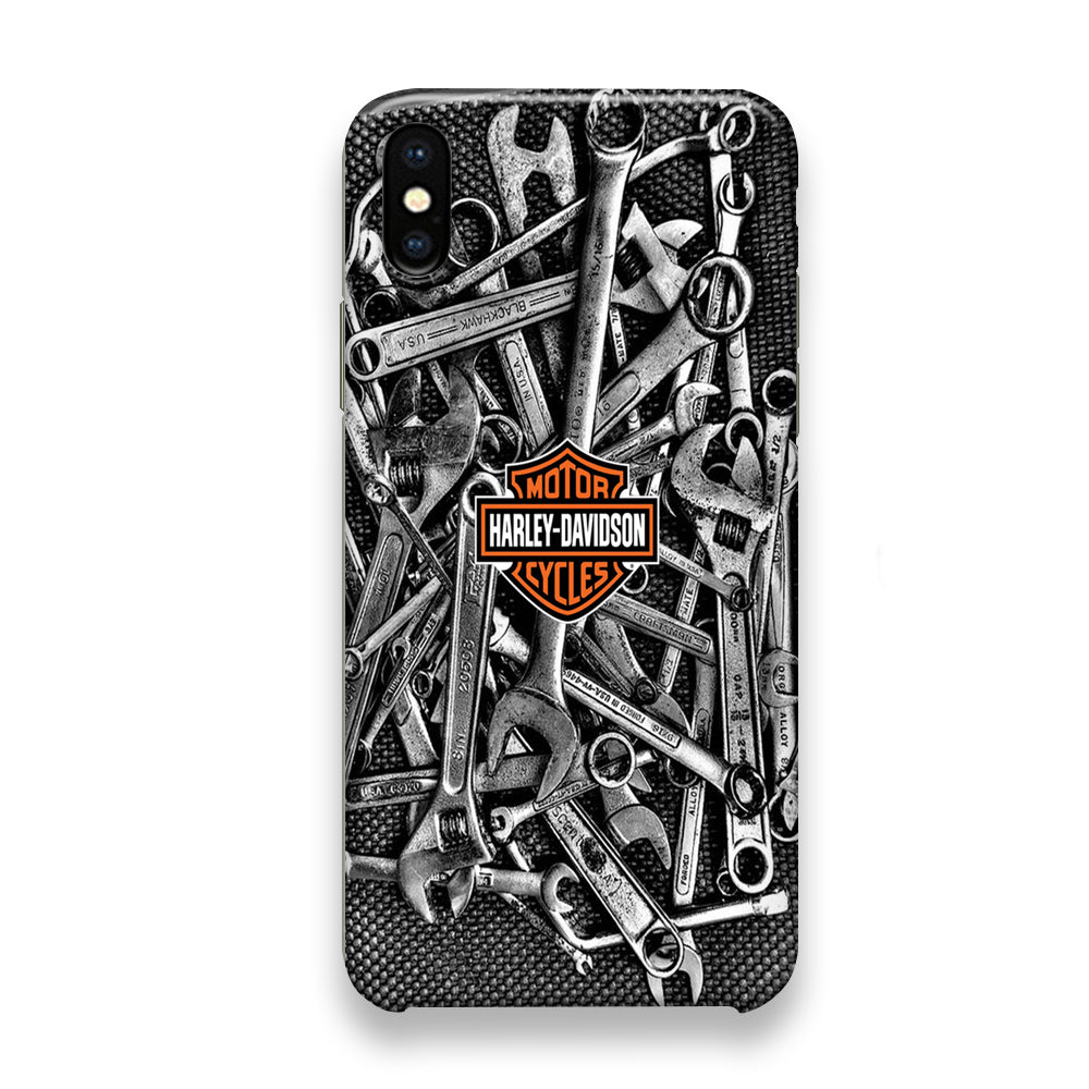 Harley Davidson Mechanic Tools Background iPhone Xs Case